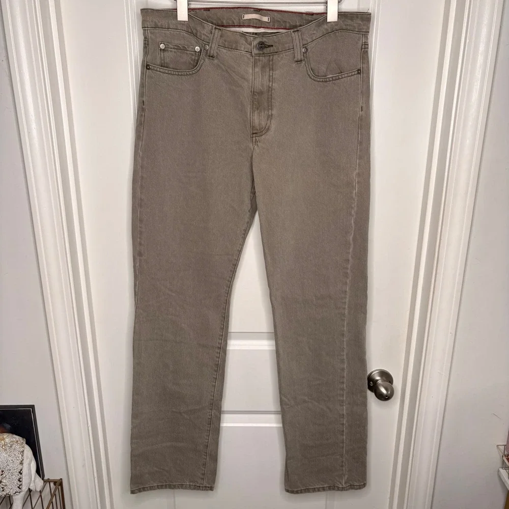 LL Bean Jeans Standard Fit Mens 34x34 Taupe Gray Cotton Casual Work Pants EUC